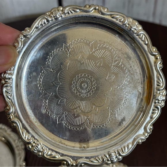 Silver Plated Coasters 5 Pieces tarnished but still good - Picture 5 of 10